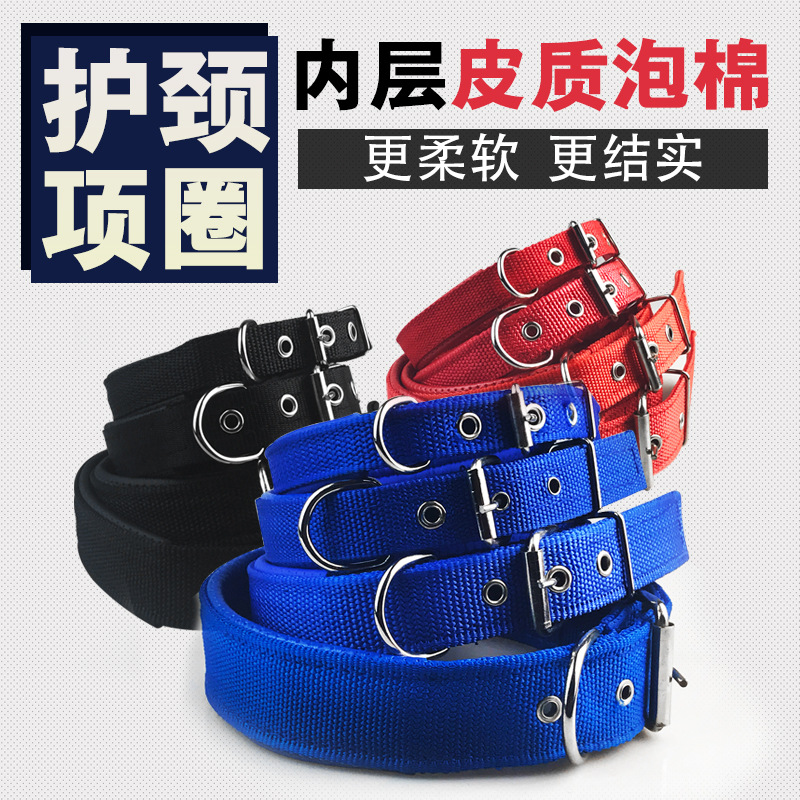 Collar de espuma para perros collar de tracción ajustable hebilla de metal collar de cuero blando collar de mascota al por mayor