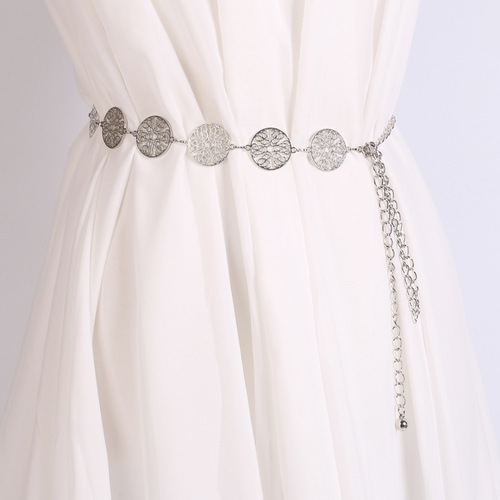 Cross-border metal waist chain chain hollow circle decorative waist chain dress belt women's European and American fashion accessories