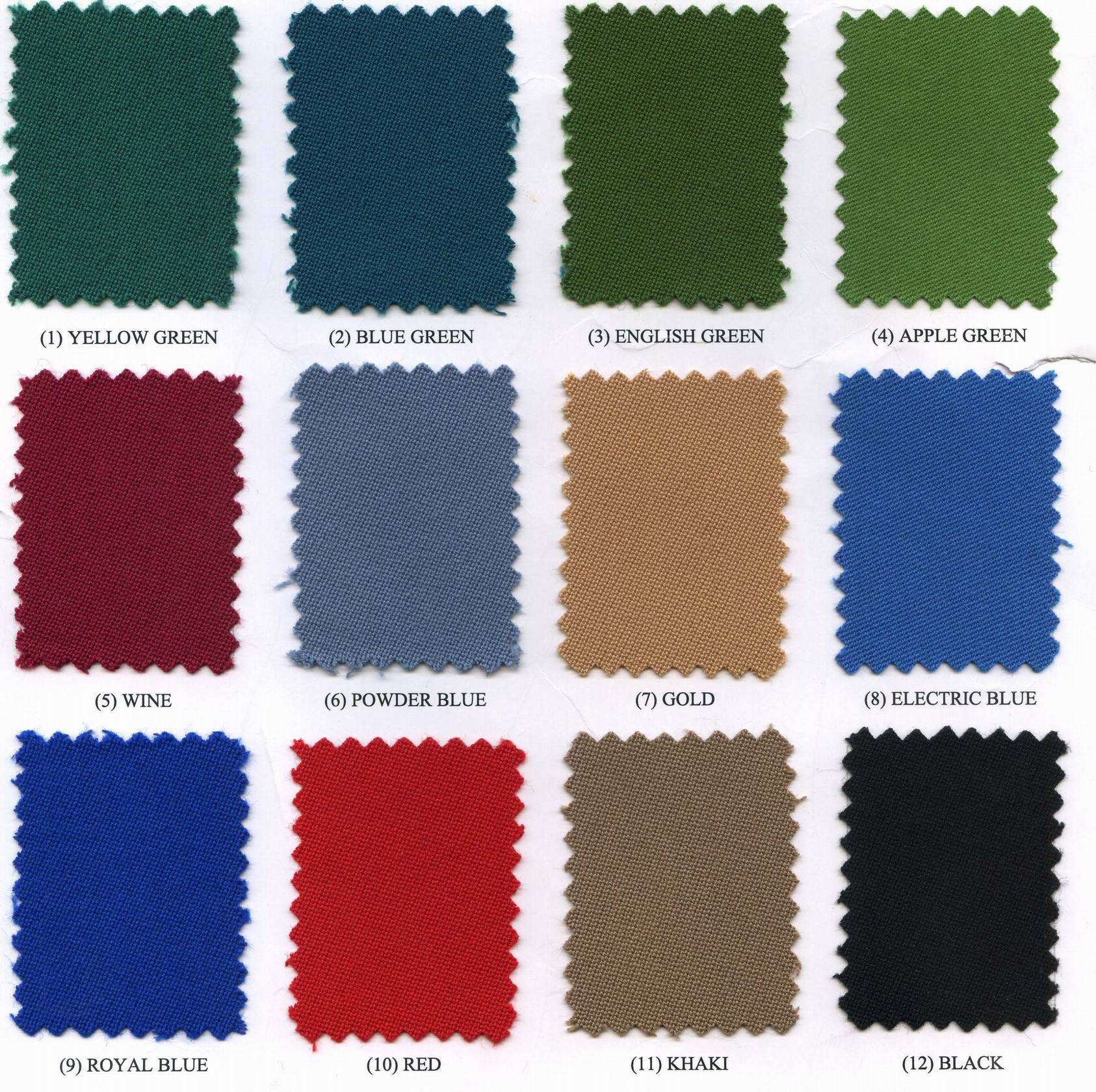 Pool cloth color choice