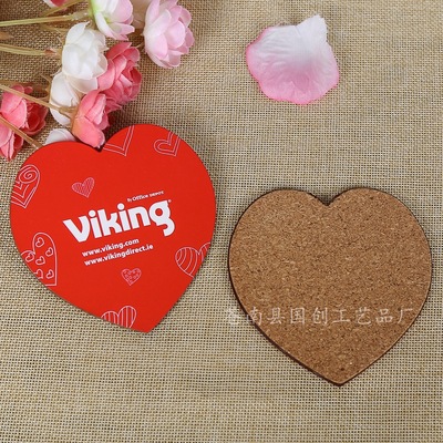 Best Sellers Cartoon woodiness Coaster Heart-shaped coasters cork Glass Coaster Insulation pad Wholesale custom