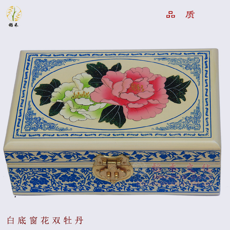 白底窗花双牡丹