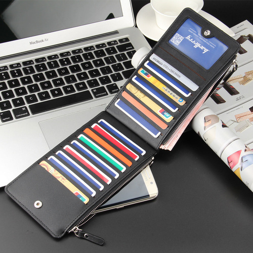 baellerry casual multi-card slot long men's wallet cross pattern multi-functional ultra-thin bank card holder wholesale