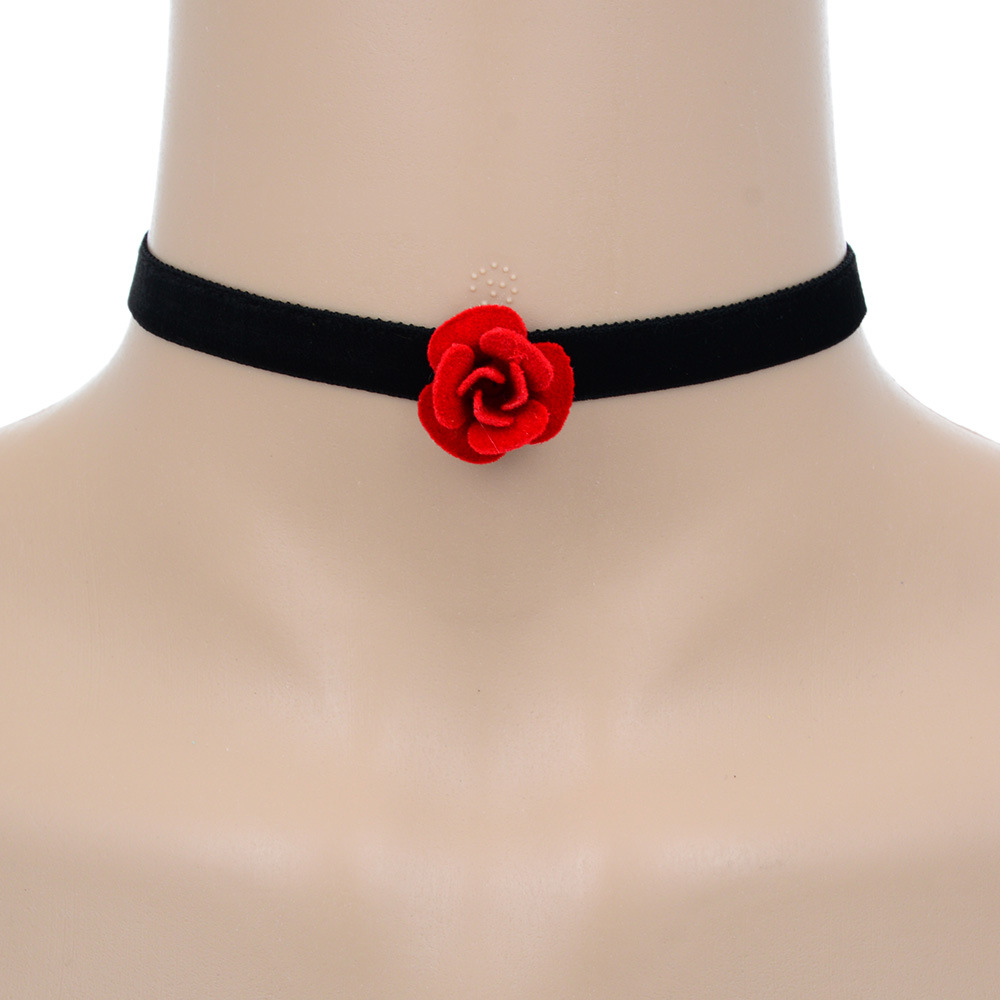 Simple De Mode En Europe Et Amérique Velours Bande Collier 2017 Personnalisé Rouge Rose Pendentif Clavicule Collier Usine En Gros display picture 2