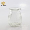 Vertical striped glass yogurt cup 180ml food mousse cup pudding mold bottle supporting plastic cover