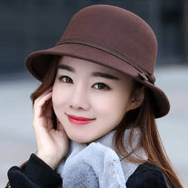 韩版新款秋季女士帽子英伦帽毛呢帽渔夫帽韩国学生冬天盆帽小礼帽