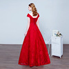 One word shoulder toast and bride wedding dress new red engagement party evening dress long dresses