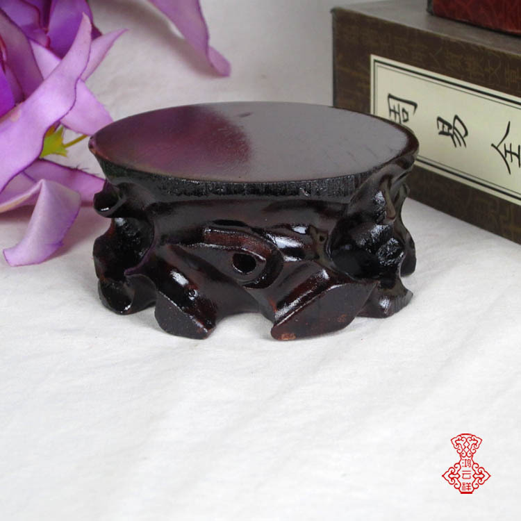 整块红木实木圆形根雕底座小花瓶紫砂壶玉石印章小摆件工艺品底座|ms