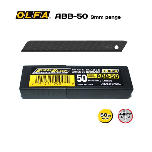 日本OLFA进口爱利华ABB50黑钢刀片小号贴墙