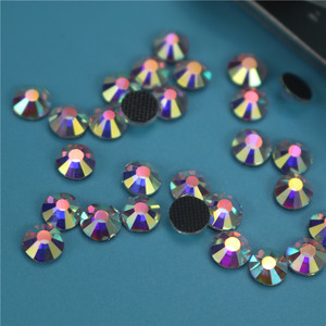 Crystal AB Glass Flat Back Rhinestones, Golden Back White AB color DC East drilling suit accessories