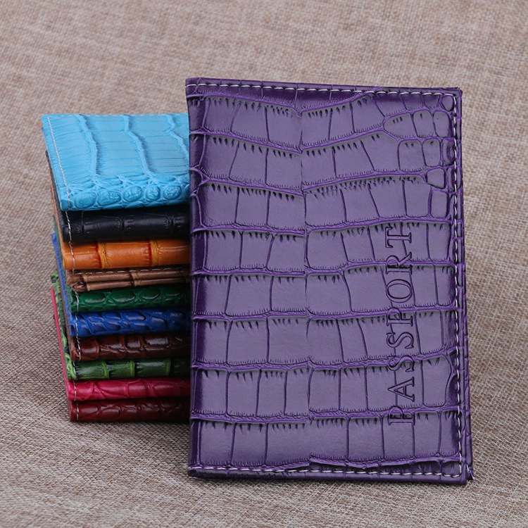 Passport case, polyurethane crocodile print, protective passport cover, 11 colors, 14.2×9.8×0.5 cm
