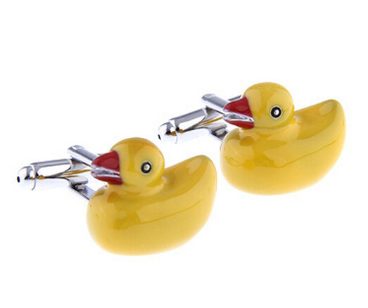 Factory in stock Supply Men's Fashion French Shirt Cuff Link cufflinks Big Yellow Duck Shape