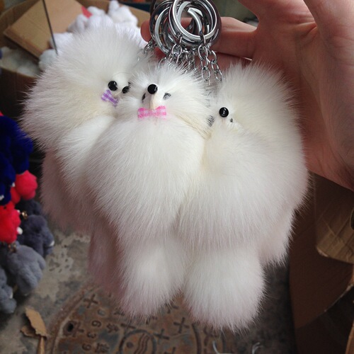 Manufacturer's price fur pendant little fox car keychain creative cartoon doll fox fur women's bag accessories
