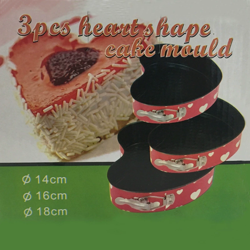 Инструменты для выпечки Углеродистая сталь Высокотемпературная печать Набор в форме сердца Три подвижные нижние пряжки Форма для торта