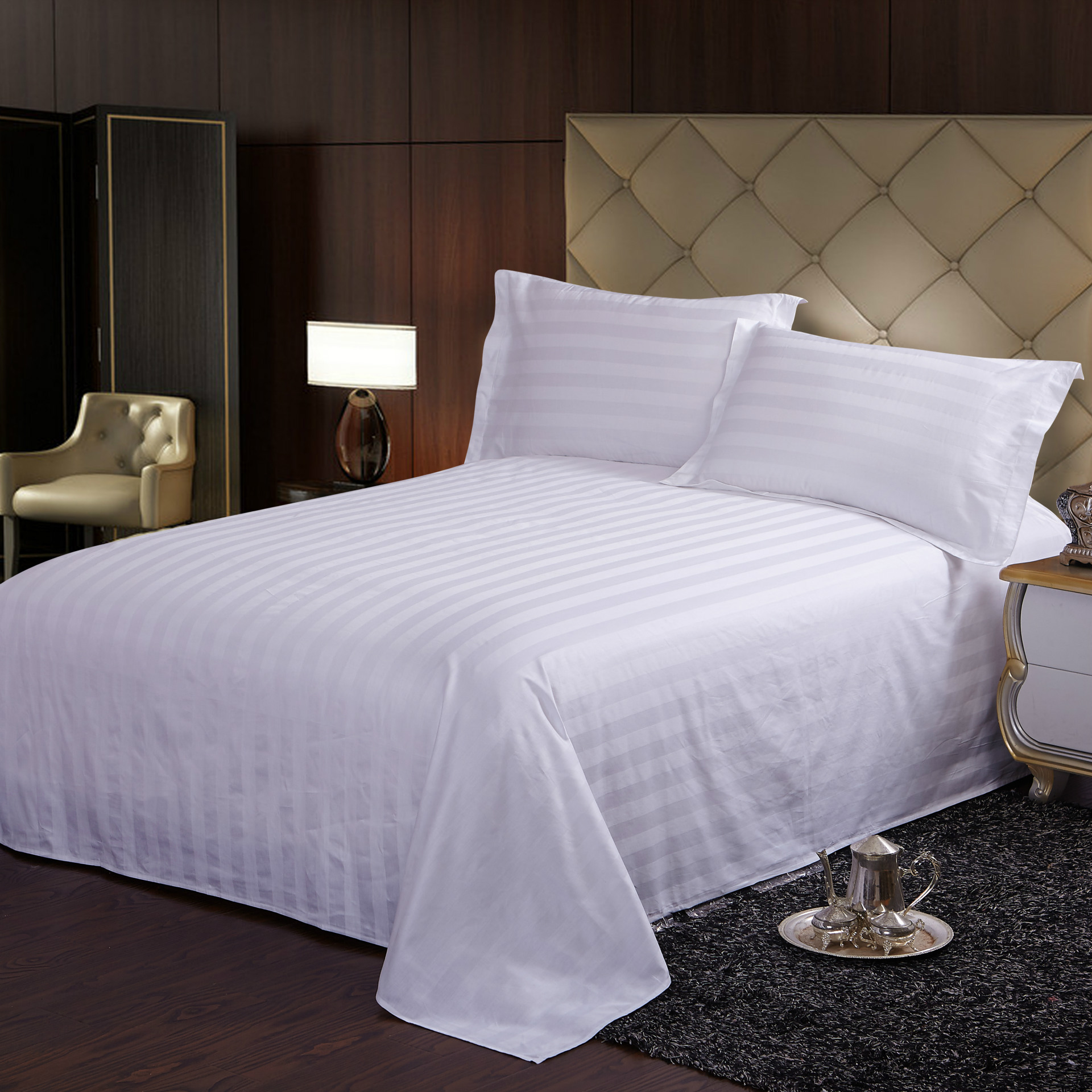 Hotel sheet Bedclothes hotel Satin White Sheet Cotton encryption thickening Duantiao Bed cover