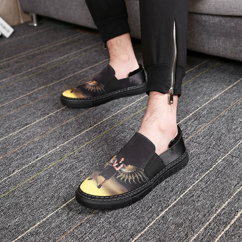 Новая хлопковая Корейская мужская обувь с 3D-принтом и круглой головкой