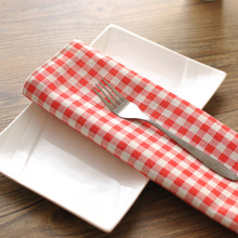 日系复古网红小方格红格子餐布餐垫棉麻隔热垫一件代发厂家直销