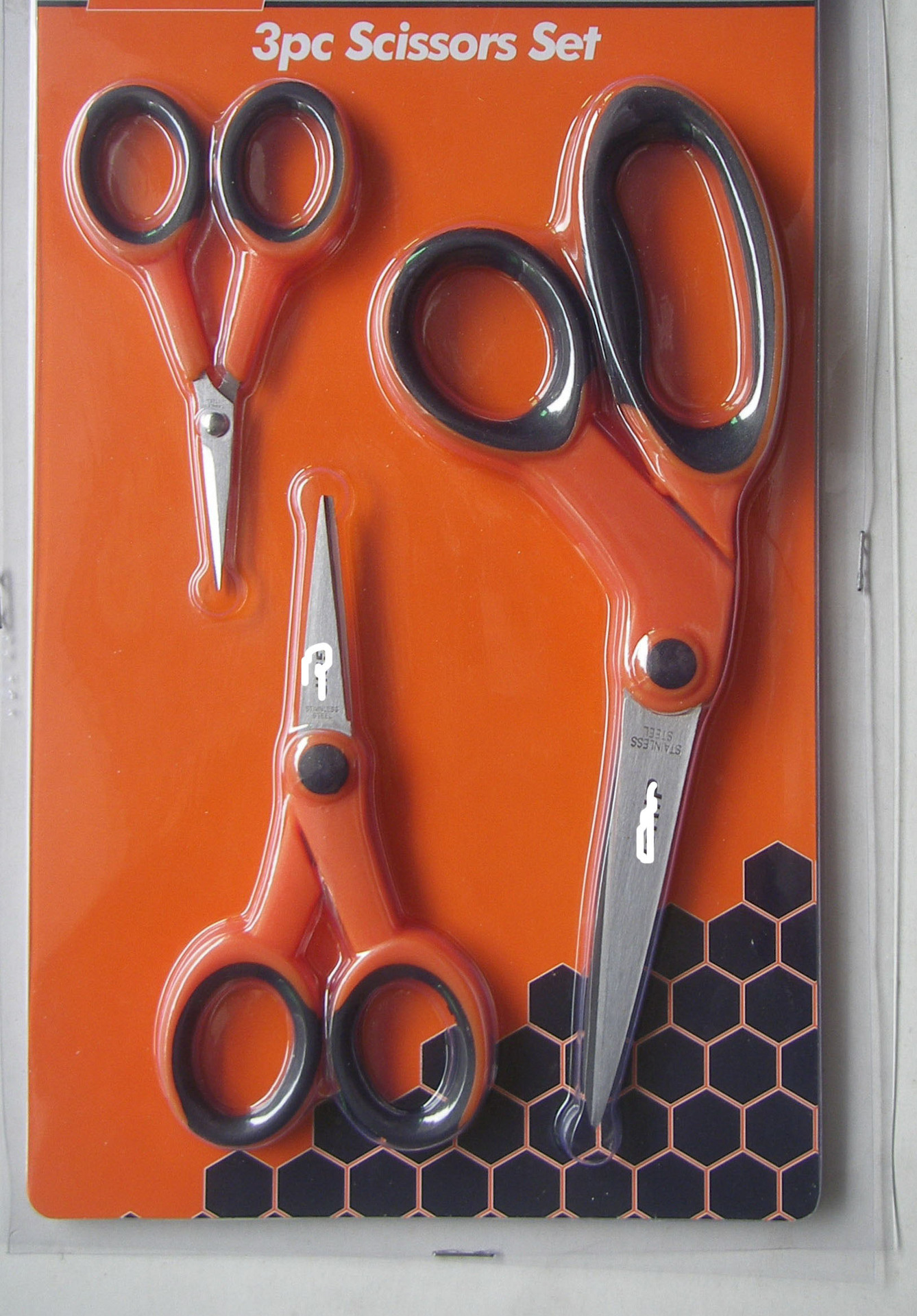 3件套不锈钢橡塑柄剪刀HD-S03