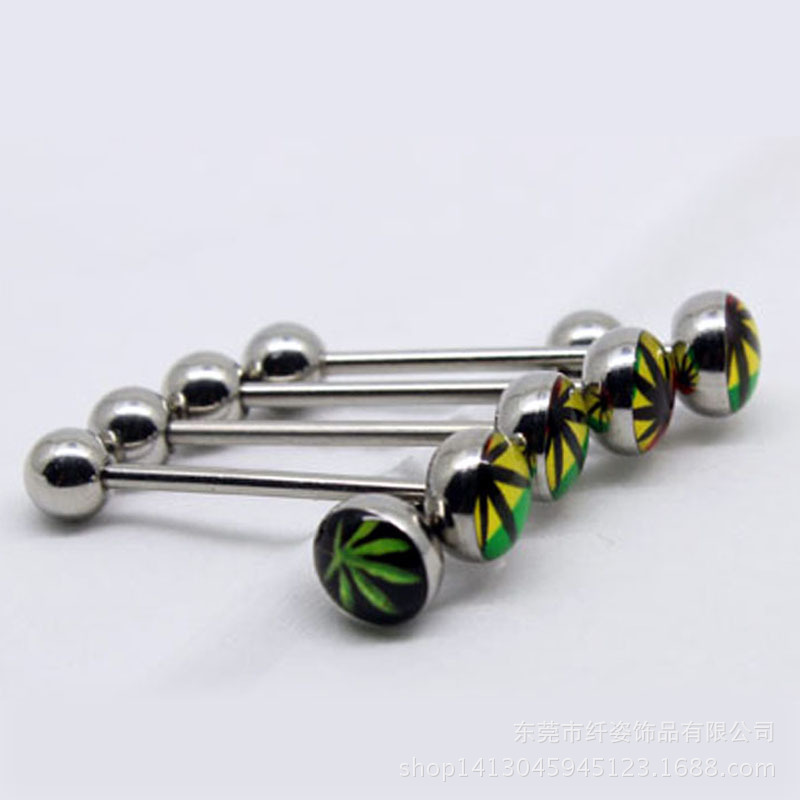 Cross border Specifically for stainless steel Titanium Human puncture Jewelry customized Mixed color pattern Straight Tongue pin labret