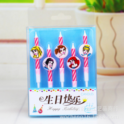 Cute Cartoon 5 Birthday Threaded Candles Five Children's Party Baking Cake Decoration Candle Set Wholesale