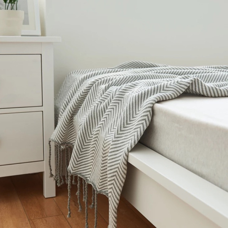 新品方格图案全棉针织线毯午睡沙发盖毯 旅行用毯双面可用空调毯