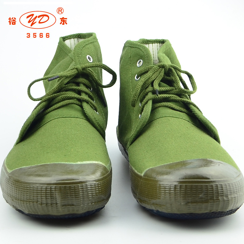 Yudong 3566 high-top flat-heeled army green labor protection shoes release shoes farmland shoes wholesale
