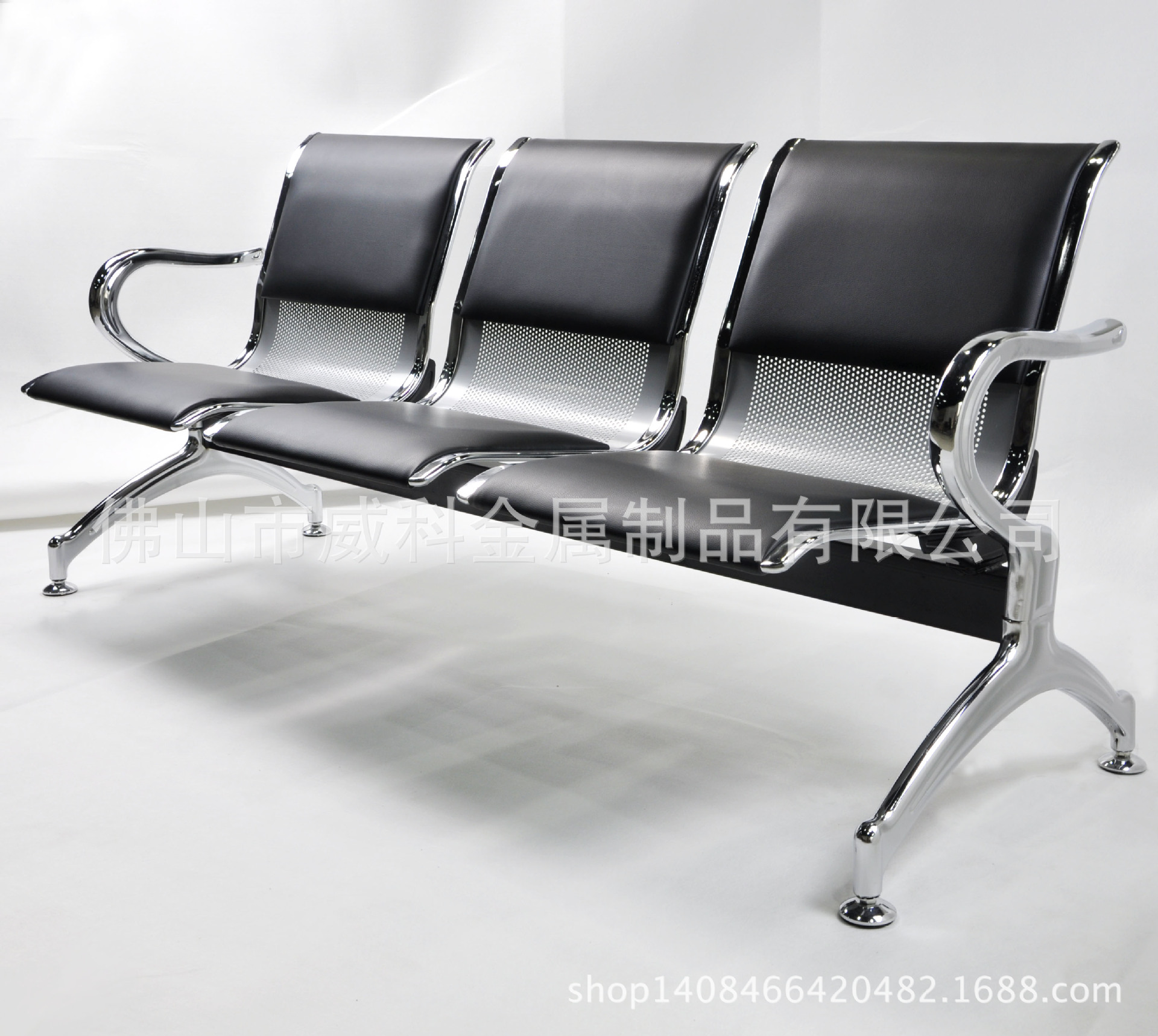 silla de aeropuerto silla de fila de tres personas banco de acero inoxidable asiento público silla de infusión silla de espera de hospital silla de metal