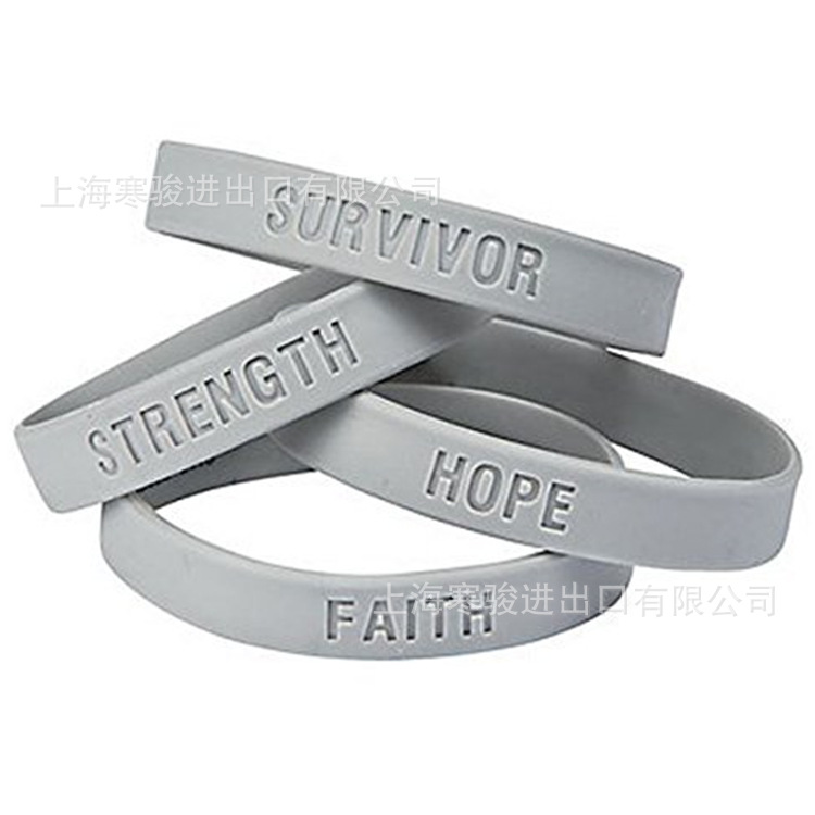 SURVIVOR FAITH STRENGTH HOPE 硅胶手环 灰色手腕带