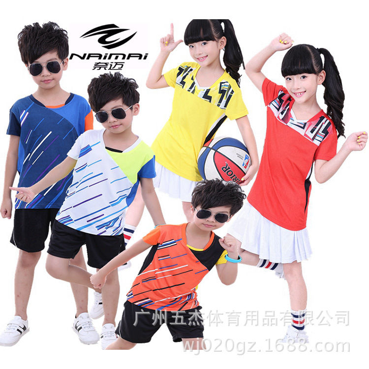 儿童羽毛球服套装 男童女童乒乓球服短袖 网球运动T恤批发团购