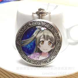 动漫美女复古女士手表大号银色陶瓷怀表搪瓷项链怀表毛衣链表批发