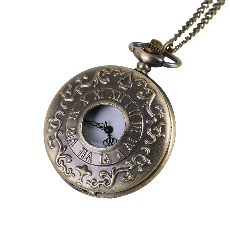 Bronze large embossed electronic watch pattern pocket watch embossed Roman hollow pocket watch manufacturers wholesale 5246