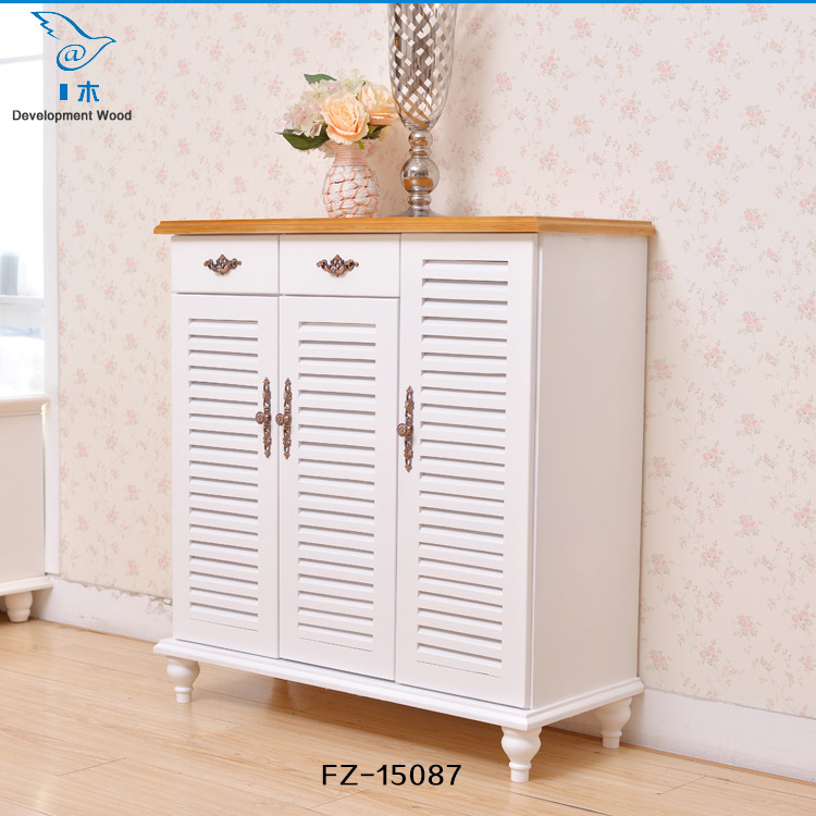 厂家直销白色简约小清新居家鞋柜现货供应实木鞋柜