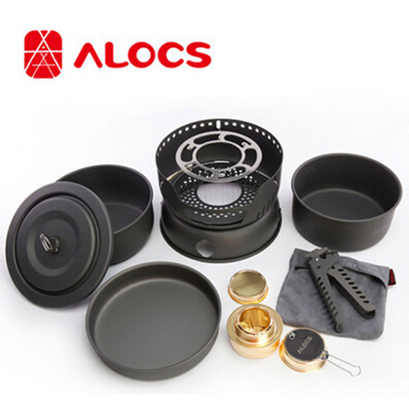 Love Road off Outdoor Cookware 2-3 People outdoors Cooking utensils suit Portable alcohol Furnace head Camp Jacketed kettle CW-C05