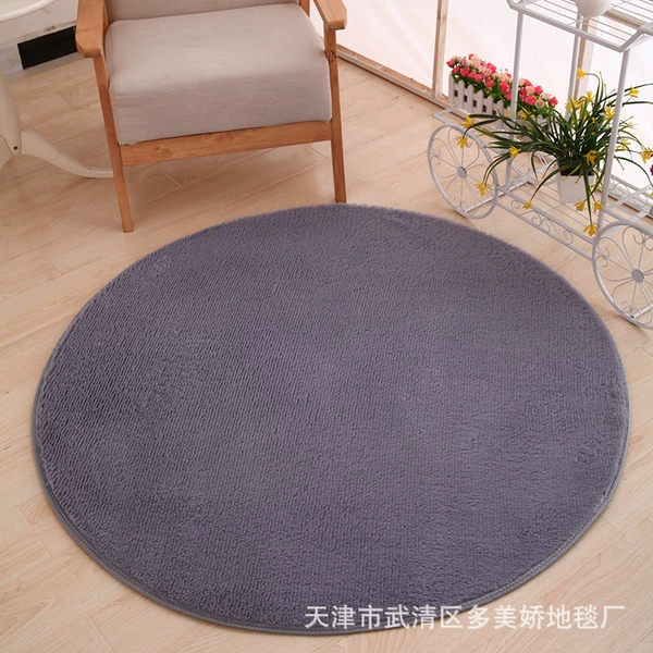 Silk hair round carpet silver gray 3 cm