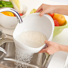 日本家用廚房創意洗菜籃瀝水籃塑料淘米盆洗米篩洗菜籮水果盤果籃