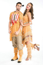 欧美万圣节服男女款印第安人服 猎人装 情侣土著希腊人cosplay服