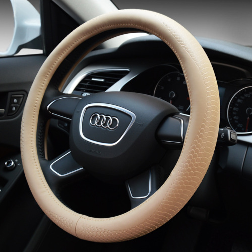Auto supplies genuine leather steering wheel cover car embossed massage anti-slip universal handlebar cover Amazon Tmall wholesale