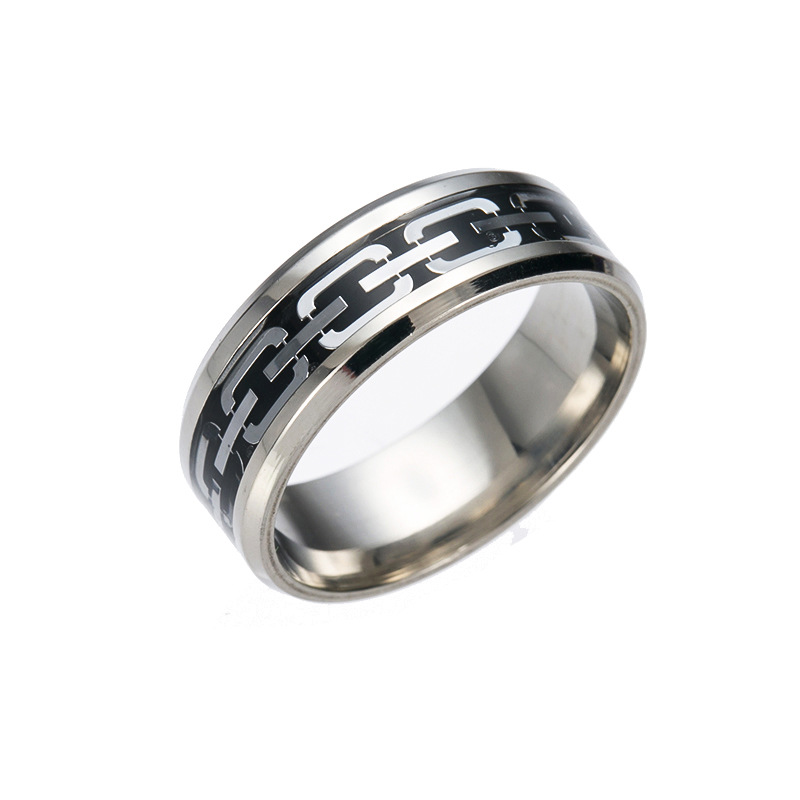 Men's Geometric Chain Ring - Stainless Steel Band For Men_voghion.com