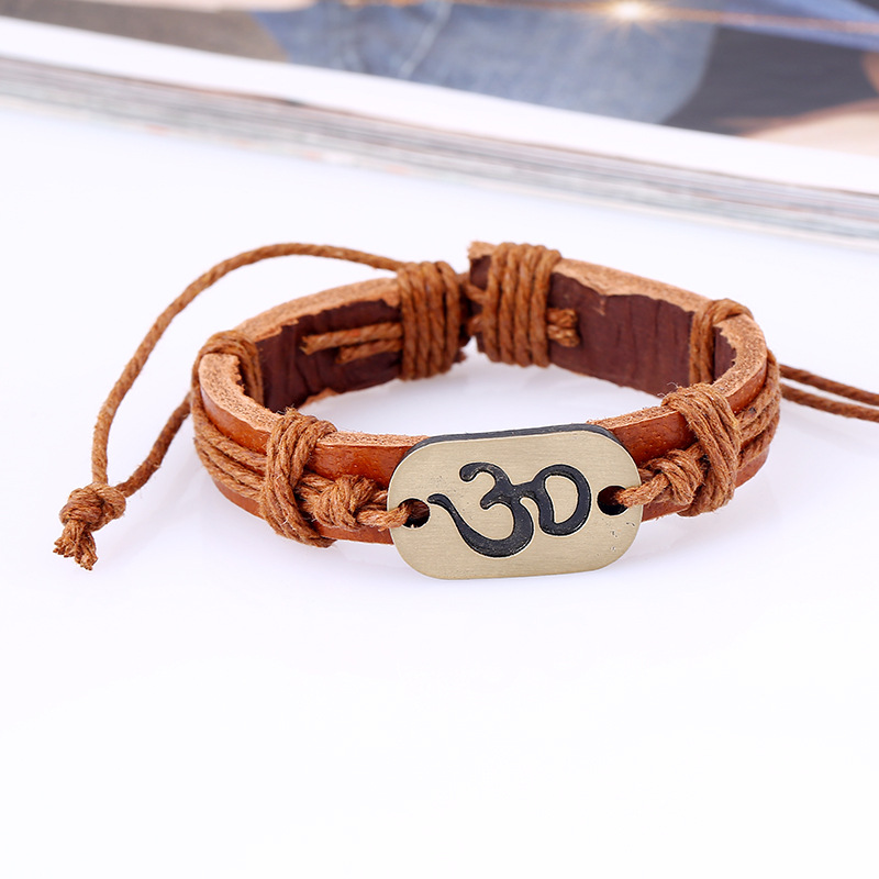 Vintage woven leather bracelet alloy cowhide bracelet wholesale