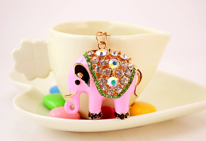 Alloy Rhinestone Elephant Keychain display picture 5