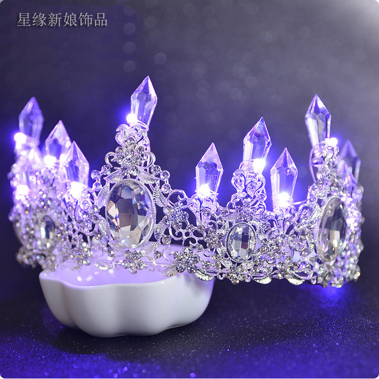 Bridal headdress Crown luxury atmosphere luminous wedding accessories Korean lantern wedding accessories manufacturers wholesale