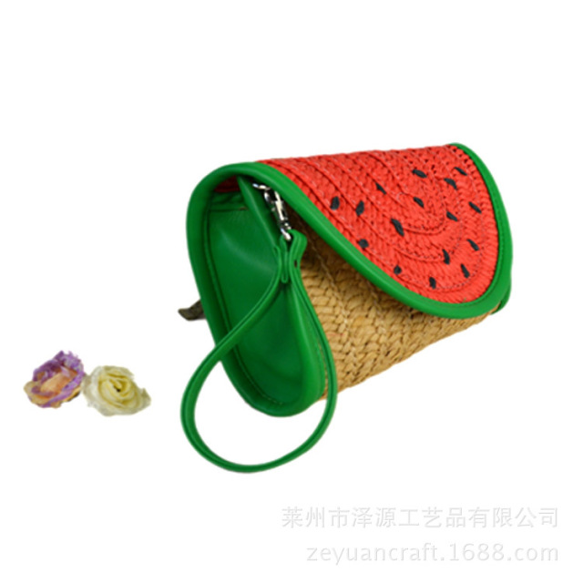 New CA Watermelon Hand-held Woman Straw Bag Manufacturer Direct Selling Straw Bag Hand-woven Bag