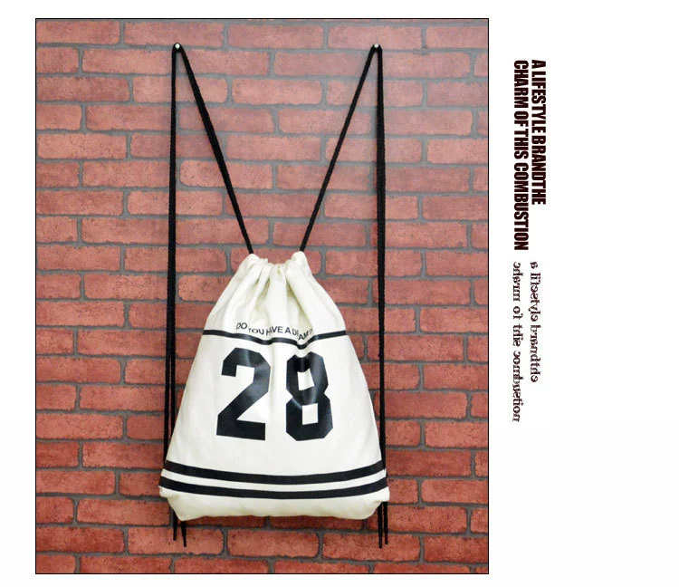 Bag, retro backpack for men and women, drawstring