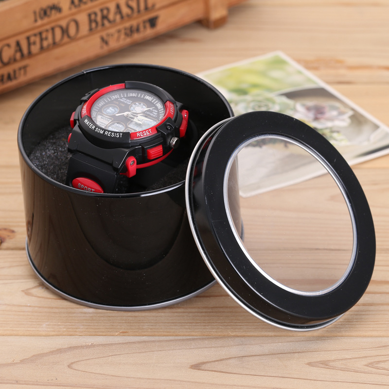 black circular Tin Watch Box Metal Boxes List box fashion Tin List box Watch Box