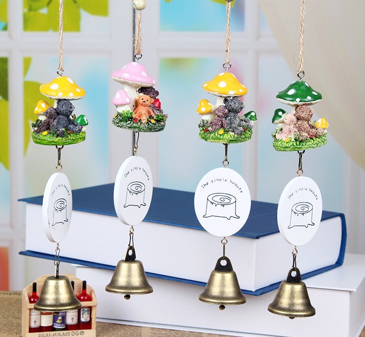 colour Mushroom Resin crafts Wind chime Pendants Creative home Small bell Pendant Door trim Student Gifts