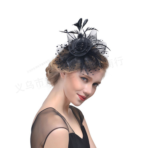 women Feather headdress bridal fascinators veil hair accessories wedding dresses headdress bridal top hat horse racing hemp hair clip