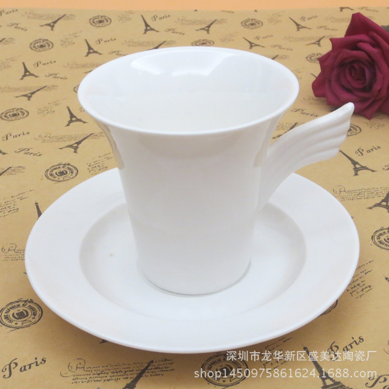 骨瓷欧式纯白咖啡杯套装英式红茶杯简约杯子咖啡器具可印LOGO|ru