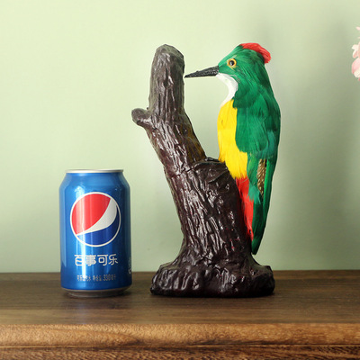 direct deal simulation Feather animal Woodpecker teaching Model Home Decoration Handicraft On behalf of