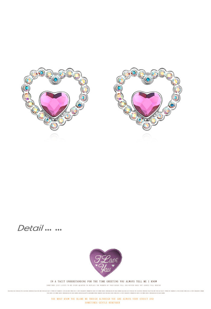 Fashion Heart Shape Alloy Inlay Crystal Women's Ear Studs 1 Pair display picture 1