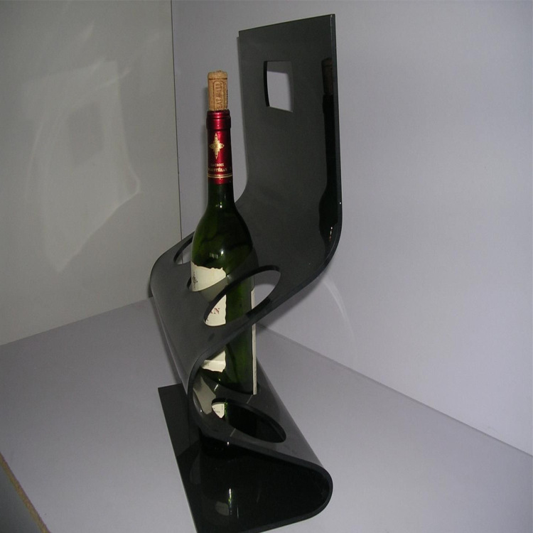广州亚克力加工亚克力黑色曲型红酒展示架