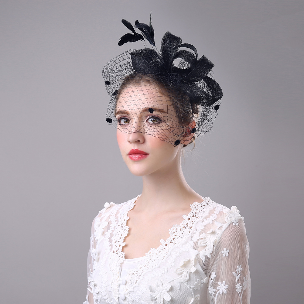 Fashion Bow Handmade Feather Headdress Retro Banquet Linen Hat display picture 5